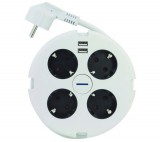 GAO Asztali elosztó "PowerDisc" 4-es kapcsolós, 1.4m, 2db USB-vel