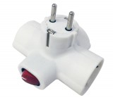 GAO Földelt T elosztó 3-as, 2 pólusú világítós kapcsolóval, fehér; 250V, 16A