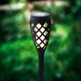 GARDEN OF EDEN 11262E LED-es szolár lámpa - leszúrható - lángeffekt - 12 sárga LED - műanyag - fekete - 60 x 420 mm