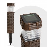 GARDEN OF EDEN 11727 Leszúrható szolár lámpa, rattan hatású, barna, hidegfehér