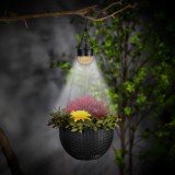 Garden Of Eden Felakasztható LED szolár - virág kaspó - fekete - műanyag - 26 x 16 cm (11733)