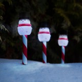 GARDEN OF EDEN Kerti napelemes LED kalapos hóember világítás 24 cm hideg fehér