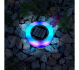GARDEN OF EDEN LED-es leszúrható szolár lámpa - kör alakú - RGB színes LED - 105 x 128 mm