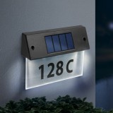 GARDEN OF EDEN Szolár házszámfény - átlátszó plexi - hidegfehér LED - 18 x 20 cm