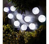 GARDEN OF EDEN Szolár lampion fényfüzér - 10 db fehér lampion, hidegfehér LED - 3,7 m