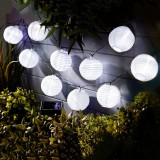 GARDEN OF EDEN Szolár lampion fényfüzér - 10 db fehér lampion, hidegfehér LED - 3,7 m