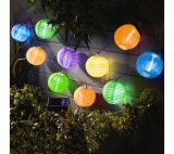 GARDEN OF EDEN Szolár lampion fényfüzér - 10 db színes lampion, hidegfehér LED - 3,7 m