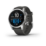 Garmin Fenix 7S okosóra ezüst, grafit színű szilikon szíjjal (010-02539-01) (010-02539-01) - Okosóra