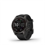 Garmin fenix 7S Pro Sapphire Solar Szürke DLC Titánium fekete szilikon szíjjal pulzusmérő óra