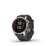 Garmin Fenix 7S Pro Solar Ezüst Grafitszürke Szilikon Szíjjal pulzusmérő óra