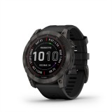 Garmin fenix 7X Pro Solar Carbon Grey fekete szilikon szíjjal pulzusmérő óra
