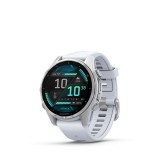 Garmin Fenix 8, 3,3 cm (1.3"), Amoled, 43 mm, WiFi + Bluetooth, Ezüst, Okosóra, Whitestone szilikon szíjjal