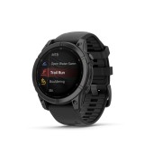 Garmin fenix E 47mm Slate Gray Steel fekete szilikon szíjjal pulzusmérő óra