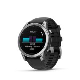 Garmin fenix E 47mm Stainless Steel, Graphite fekete szilikon szíjjal pulzusmérő óra
