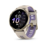 Garmin Forerunner 970, 3,56 cm (1.4"), Amoled, Bluetooth, WiFi, 47 mm, Titán, Arany, Okosóra, Softgold szilikon szíjjal