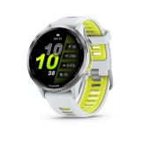 Garmin Forerunner 970, 3,56 cm (1.4"), Amoled, Bluetooth, WiFi, 47 mm, Titán, Ezüst, Okosóra, Fehér-Sárga szilikon szíjjal