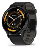 Garmin Venu 3 fekete, fekete kerettel, bőr és szilikon szíjjal okosóra
