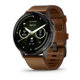 Garmin Venu 4 45mm Slate with Brown Leather Band 010-03014-03