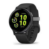Garmin Vivoactive 5 Metallic okosóra (Metallic Black Aluminium Bezel with Black Case and Silicone)