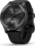 Garmin Vivomove Trend Slate Stainless Steel Bezel with Black Case and Silicone Band 010-02665-00