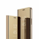 Gegeszoft Clear View Huawei P40 Lite E arany oldalra nyíló tükrös tok