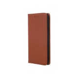 Gegeszoft Genuine Leather Apple iPhone 13 Pro Max (6.7) oldalra nyíló mágneses bőrhatású könyv tok szilikon belsővel barna