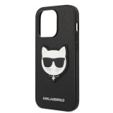 Gegeszoft Karl Lagerfeld PU Saffiano Choupette Head Apple iPhone 14 Pro (6.1) hátlapvédő tok fekete (KLHCP14LSAPCHK)