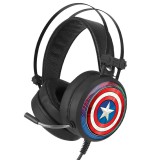 Gegeszoft Marvel fejhallgató - Amerika Kapitány 001 USB-s gamer fejhallgató RGB színes LED világítással, állítható mikrofonnal (MHPGCAPAM001)