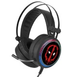 Gegeszoft Marvel fejhallgató - Deadpool 001 USB-s gamer fejhallgató RGB színes LED világítással, állítható mikrofonnal (MHPGDPOOL001)