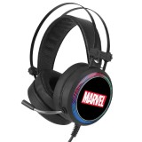 Gegeszoft Marvel fejhallgató - Marvel 001 USB-s gamer fejhallgató RGB színes LED világítással, állítható mikrofonnal fekete (MHPGMV001)