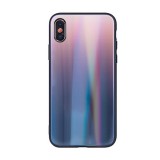 Gegeszoft Rainbow szilikon tok üveg hátlappal - Apple iPhone 11 Pro Max (6.5) 2019 barna - fekete