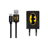 Gegeszoft USB kábel DC - Batman 001 USB - MicroUSB adatkábel hálózati töltővel 1m fekete 1A