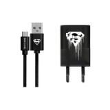 Gegeszoft USB kábel DC - Superman 001 USB - MicroUSB adatkábel hálózati töltővel 1m fekete 1A