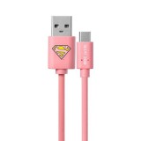 Gegeszoft USB kábel DC - Superman 002 USB - MicroUSB adatkábel 1m pink