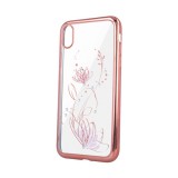 Gegeszoft Virágmintás köves tok (Lotus) - Samsung G970F Galaxy S10e vékony szilikon tok rozéarany