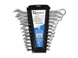 Geko Matt felületű csillag-villáskulcs készlet 6–22 mm, 12 db, CrV, tartóval
