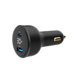 Gembird 2-Port USB Car Fast Charger Type-C PD LCD 30W Black TA-UC-AC2PD30LCD-CAR-01