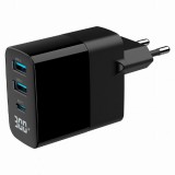 Gembird 3-Port 30W USB Fast Charger Black TA-UC-PDQC30LCD-BK-02