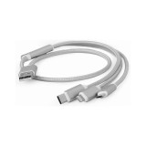Gembird 3in1 USB kábel - Apple lightning, microUSB, TypeC [1m] ezüst
