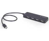Gembird 4 portos USB Type-C hub, fekete