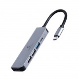GEMBIRD A-CM-COMBO5-03 USB Type-C 5-in-1 Multi-Port Adapter szürke