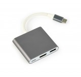 Gembird A-CM-HDMIF-02-SG USB 3.0, HDMI, USB type-C szürke multi-adapter