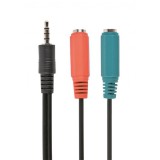 Gembird audio kábel 3,5 mm 4 pólusú sztereó dugó (M) - 2x(F)