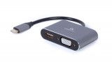 Gembird Cablexpert A-USB3C-HDMIVGA-01 video átalakító kábel 0,15 M USB C-típus HDMI + VGA (D-Sub) Szürke