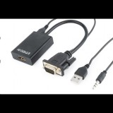 Gembird Cablexpert VGA male -> HDMI female adapter, fekete (A-VGA-HDMI-01) (A-VGA-HDMI-01)