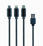 GEMBIRD CC-USB2-AM31-1M 3in1 USB -> Lightning + Micro USB + USB Type C töltő kábel fekete 1m