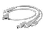 GEMBIRD CC-USB2-AM31-1M-S Gembird USB charging combo 3-in-1 cable, silver, 1m
