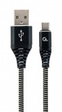 Gembird CC-USB2B-AMCM-1M-BW Premium cotton braided Type-C USB charging and data cable 1m Black/White