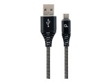 GEMBIRD CC-USB2B-AMCM-2M-BW Gembird Premium cotton braided Type-C USB charging and data cable,2m,black/white