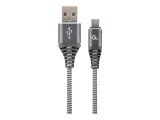 GEMBIRD CC-USB2B-AMCM-2M-WB2 Gembird Premium cotton braided Type-C USB charging and data cable,2m,grey/white